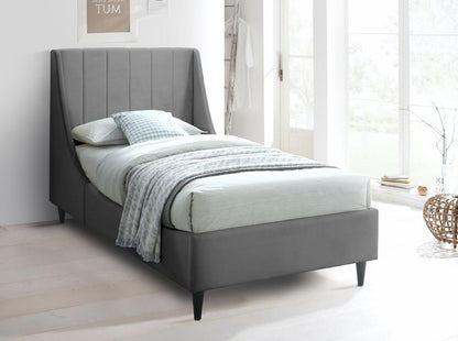 Meridian Furniture - Eva Grey Velvet Twin Bed - EvaGrey-T veiw 2