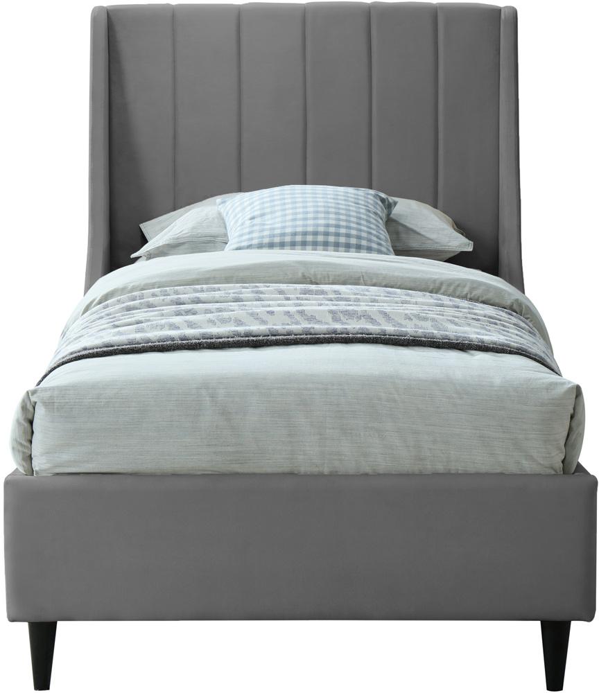 Meridian Furniture - Eva Grey Velvet Twin Bed - EvaGrey-T veiw 3