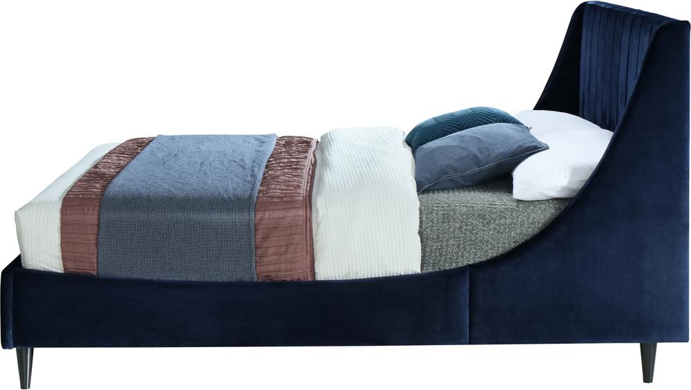 Meridian Furniture - Eva Navy Velvet Full Bed - EvaNavy-F veiw 5