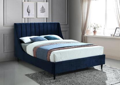 Meridian Furniture - Eva Navy Velvet King Bed - EvaNavy-K veiw 2