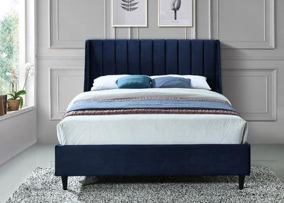 Meridian Furniture - Eva Navy Velvet King Bed - EvaNavy-K veiw 4