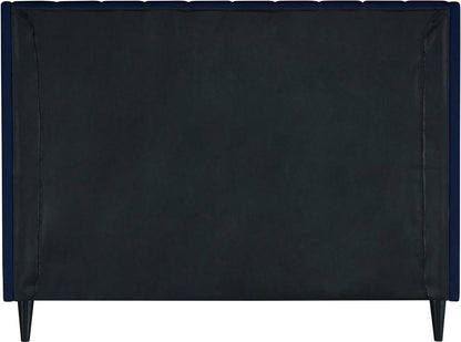 Meridian Furniture - Eva Navy Velvet Queen Bed - EvaNavy-Q veiw 6