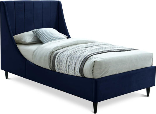 Meridian Furniture - Eva Navy Velvet Twin Bed - EvaNavy-T veiw 1