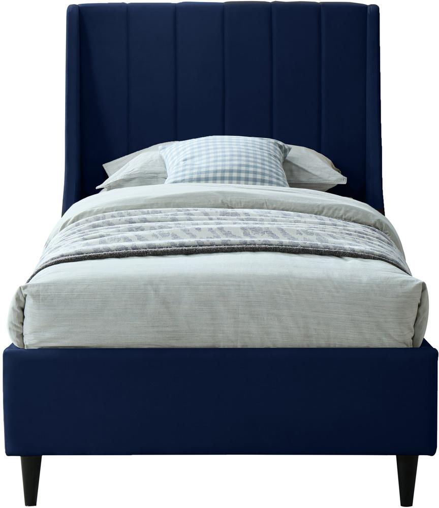 Meridian Furniture - Eva Navy Velvet Twin Bed - EvaNavy-T veiw 3