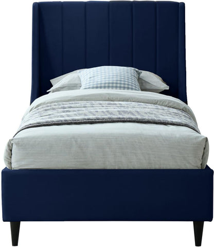 Meridian Furniture - Eva Navy Velvet Twin Bed - EvaNavy-T veiw 3