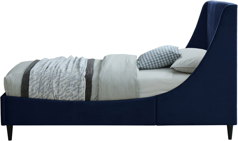 Meridian Furniture - Eva Navy Velvet Twin Bed - EvaNavy-T veiw 5