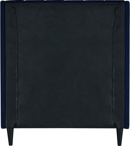 Meridian Furniture - Eva Navy Velvet Twin Bed - EvaNavy-T veiw 6