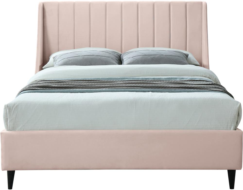 Meridian Furniture - Eva Pink Velvet Full Bed - EvaPink-F veiw 3