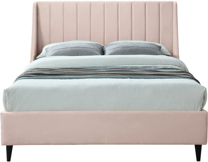 Meridian Furniture - Eva Pink Velvet Full Bed - EvaPink-F veiw 3