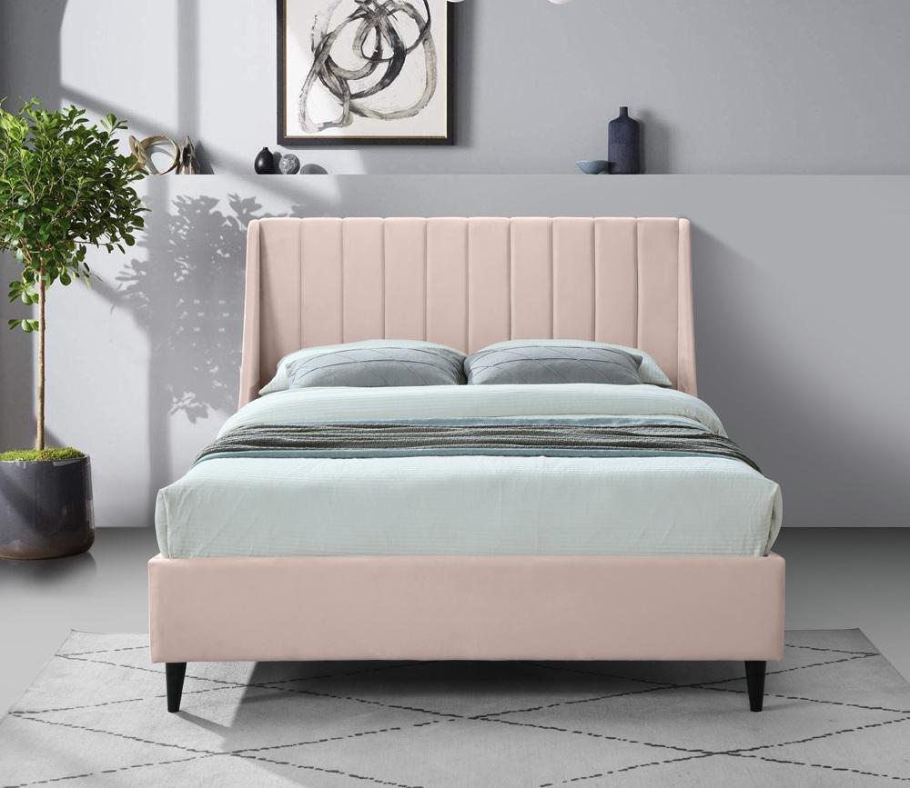 Meridian Furniture - Eva Pink Velvet Full Bed - EvaPink-F veiw 4