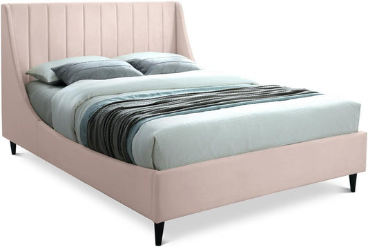 Meridian Furniture - Eva Pink Velvet Queen Bed - EvaPink-Q veiw 1
