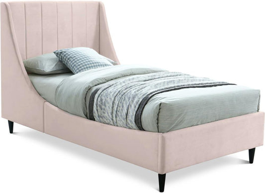 Meridian Furniture - Eva Pink Velvet Twin Bed - EvaPink-T veiw 1