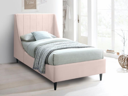 Meridian Furniture - Eva Pink Velvet Twin Bed - EvaPink-T veiw 2