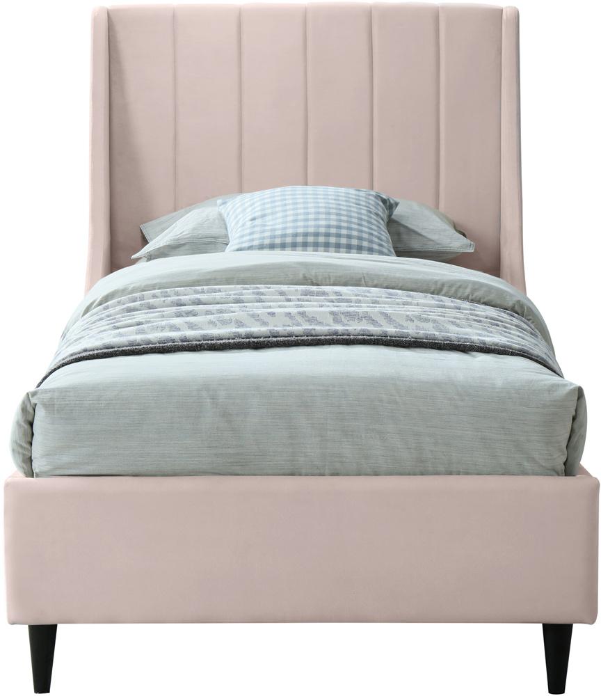 Meridian Furniture - Eva Pink Velvet Twin Bed - EvaPink-T veiw 3