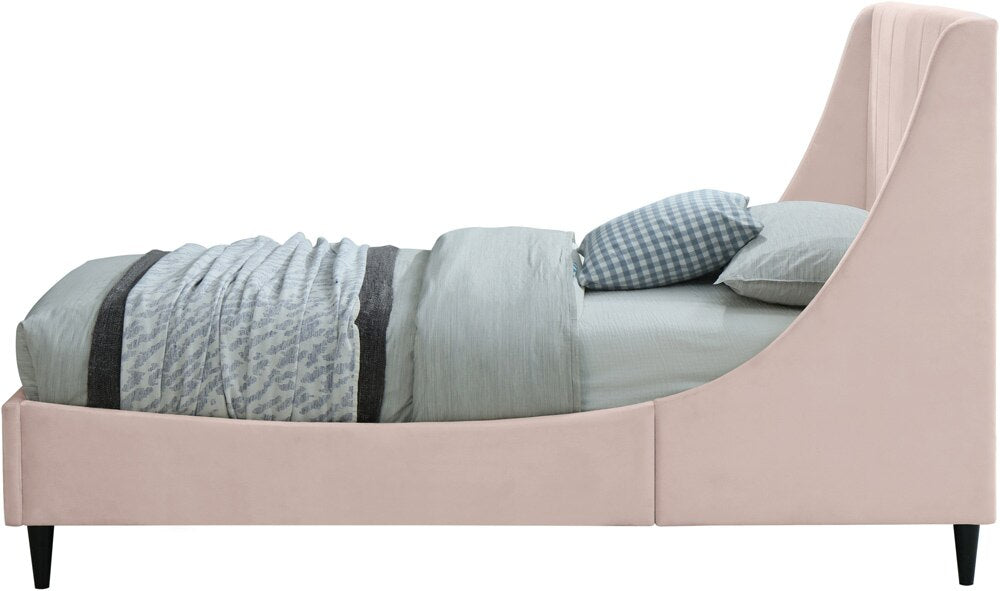 Meridian Furniture - Eva Pink Velvet Twin Bed - EvaPink-T veiw 5