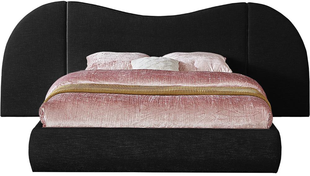 Meridian Furniture - Everest Black Linen Textured Fabric Queen Bed - B1247Black-Q veiw 3