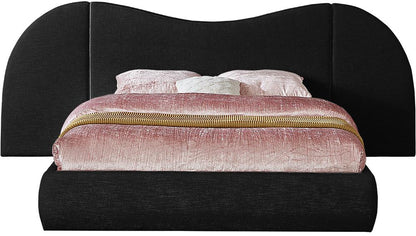 Meridian Furniture - Everest Black Linen Textured Fabric Queen Bed - B1247Black-Q veiw 3