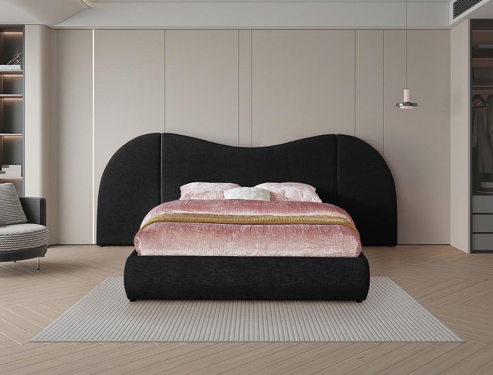 Meridian Furniture - Everest Black Linen Textured Fabric Queen Bed - B1247Black-Q veiw 4