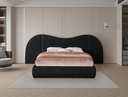 Meridian Furniture - Everest Black Linen Textured Fabric Queen Bed - B1247Black-Q veiw 4