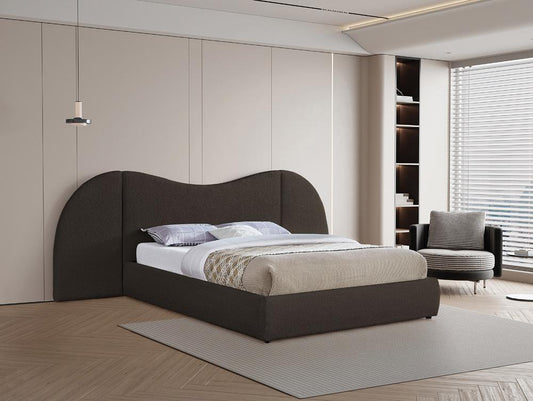 Meridian Furniture - Everest Brown Boucle Fabric Queen Bed - B1246Brown-Q veiw 2