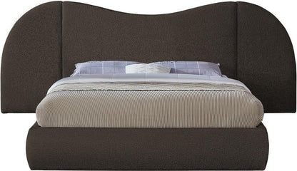 Meridian Furniture - Everest Brown Boucle Fabric Queen Bed - B1246Brown-Q veiw 3