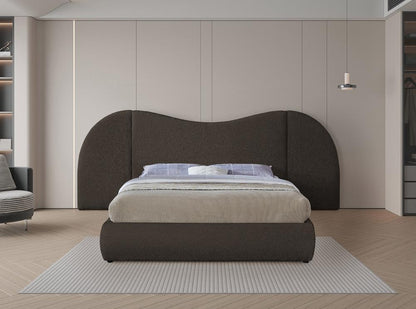 Meridian Furniture - Everest Brown Boucle Fabric Queen Bed - B1246Brown-Q veiw 4