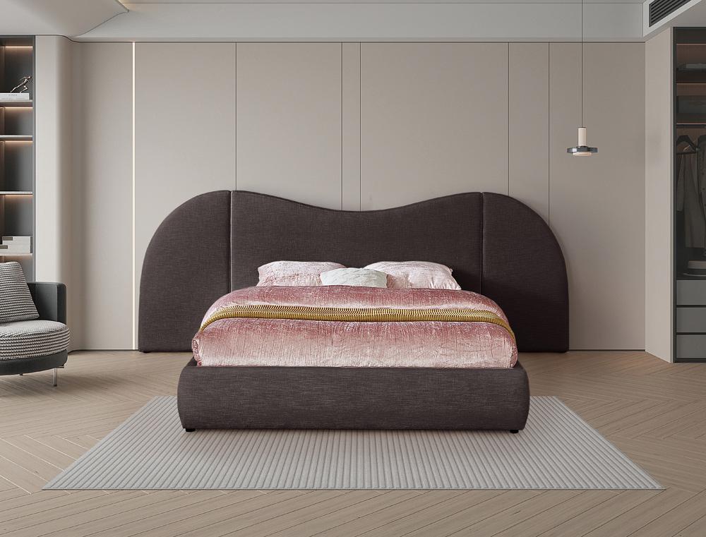 Meridian Furniture - Everest Brown Linen Textured Fabric King Bed - B1247Brown-K veiw 4