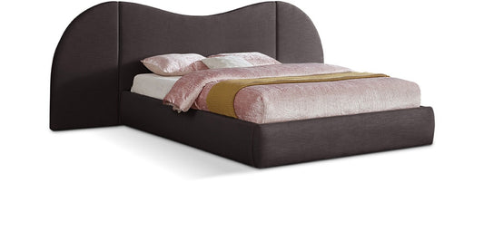 Meridian Furniture - Everest Brown Linen Textured Fabric Queen Bed - B1247Brown-Q veiw 1