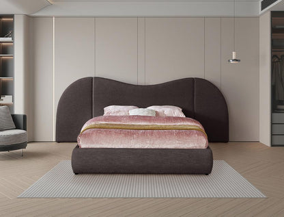 Meridian Furniture - Everest Brown Linen Textured Fabric Queen Bed - B1247Brown-Q veiw 4