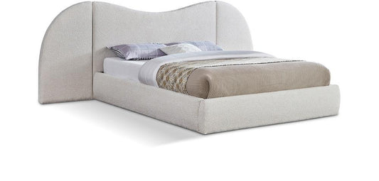 Meridian Furniture - Everest Cream Boucle Fabric Queen Bed - B1246Cream-Q veiw 1