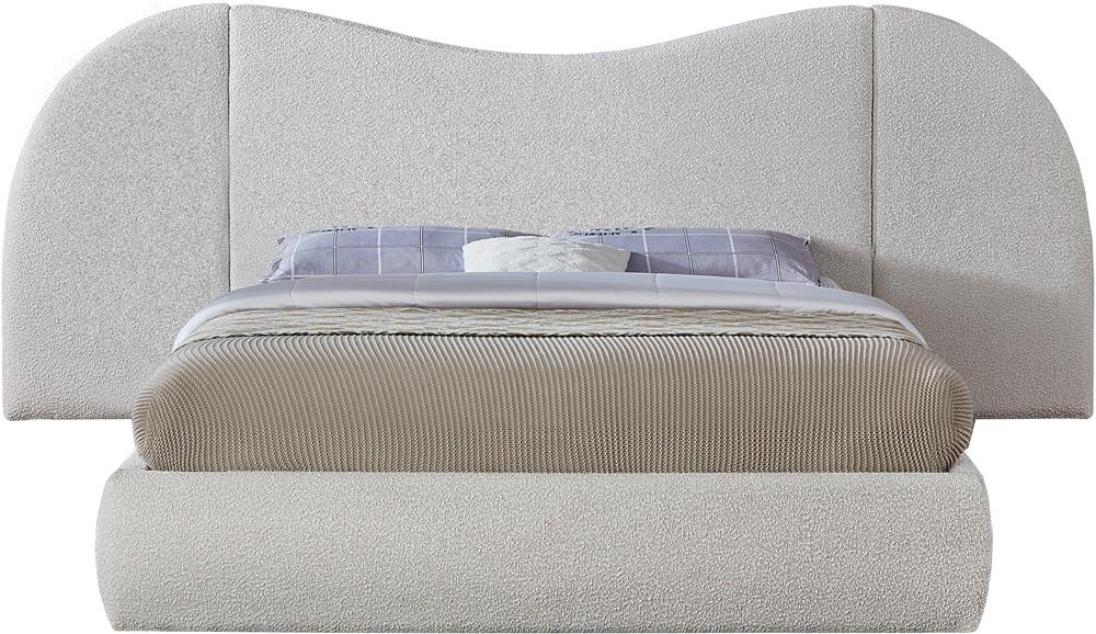 Meridian Furniture - Everest Cream Boucle Fabric Queen Bed - B1246Cream-Q veiw 3