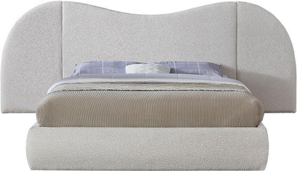 Meridian Furniture - Everest Cream Boucle Fabric Queen Bed - B1246Cream-Q veiw 3