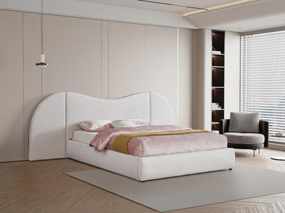 Meridian Furniture - Everest Cream Linen Textured Fabric King Bed - B1247Cream-K veiw 2