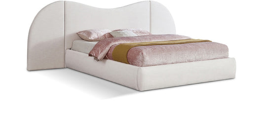 Meridian Furniture - Everest Cream Linen Textured Fabric Queen Bed - B1247Cream-Q veiw 1