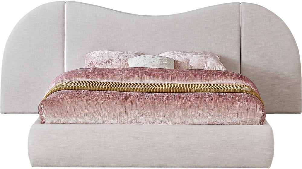 Meridian Furniture - Everest Cream Linen Textured Fabric Queen Bed - B1247Cream-Q veiw 3