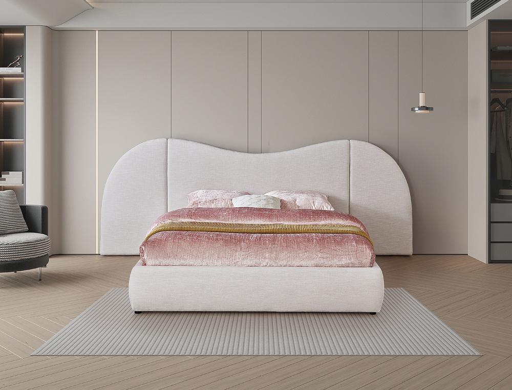 Meridian Furniture - Everest Cream Linen Textured Fabric Queen Bed - B1247Cream-Q veiw 4
