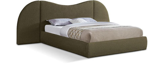 Meridian Furniture - Everest Olive Green Boucle Fabric King Bed - B1246Olive-K veiw 1