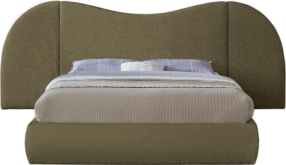 Meridian Furniture - Everest Olive Green Boucle Fabric King Bed - B1246Olive-K veiw 3