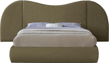Meridian Furniture - Everest Olive Green Boucle Fabric Queen Bed - B1246Olive-Q veiw 3