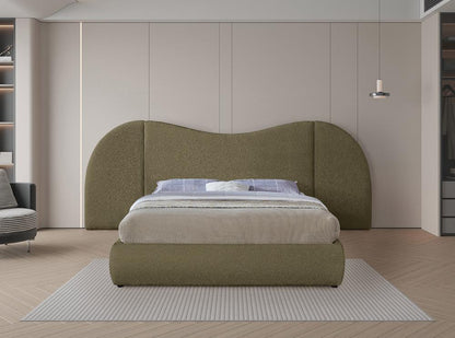 Meridian Furniture - Everest Olive Green Boucle Fabric Queen Bed - B1246Olive-Q veiw 4