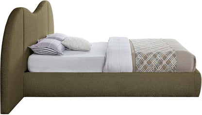 Meridian Furniture - Everest Olive Green Boucle Fabric Queen Bed - B1246Olive-Q veiw 5