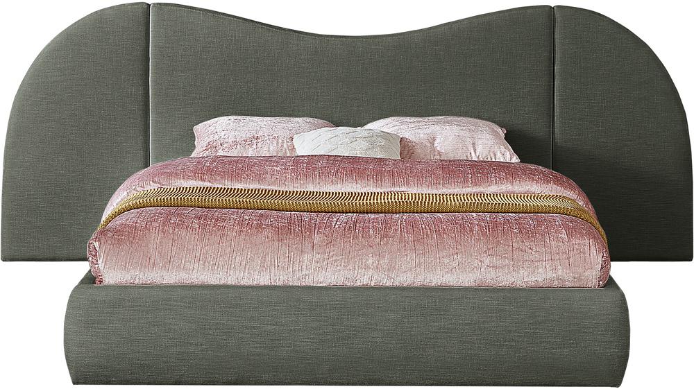Meridian Furniture - Everest Olive Green Linen Textured Fabric King Bed - B1247Olive-K veiw 3