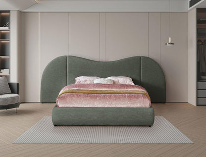 Meridian Furniture - Everest Olive Green Linen Textured Fabric King Bed - B1247Olive-K veiw 4