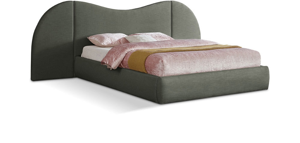 Meridian Furniture - Everest Olive Green Linen Textured Fabric Queen Bed - B1247Olive-Q veiw 1