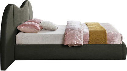 Meridian Furniture - Everest Olive Green Linen Textured Fabric Queen Bed - B1247Olive-Q veiw 5