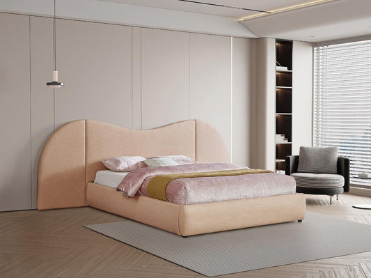 Meridian Furniture - Everest Tan Linen Textured Fabric King Bed - B1247Tan-K veiw 2