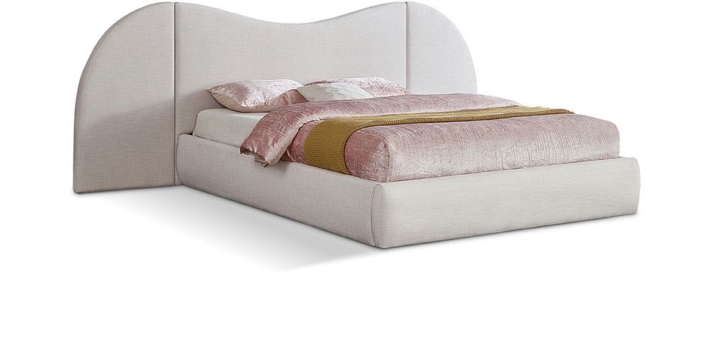 Meridian Furniture - Everest White Linen Textured Fabric Queen Bed - B1247White-Q veiw 1