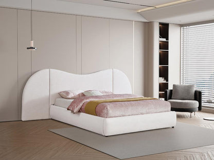 Meridian Furniture - Everest White Linen Textured Fabric Queen Bed - B1247White-Q veiw 2