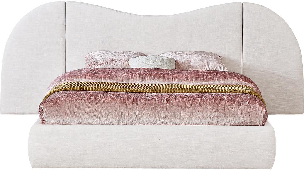 Meridian Furniture - Everest White Linen Textured Fabric Queen Bed - B1247White-Q veiw 3