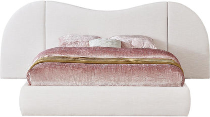 Meridian Furniture - Everest White Linen Textured Fabric Queen Bed - B1247White-Q veiw 3